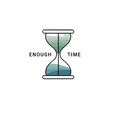 AI generated icon to represent enough time. Hour glass with green and blue sand inside. Representing enough time being spent at each location for a photo shoot in Milos Greece.